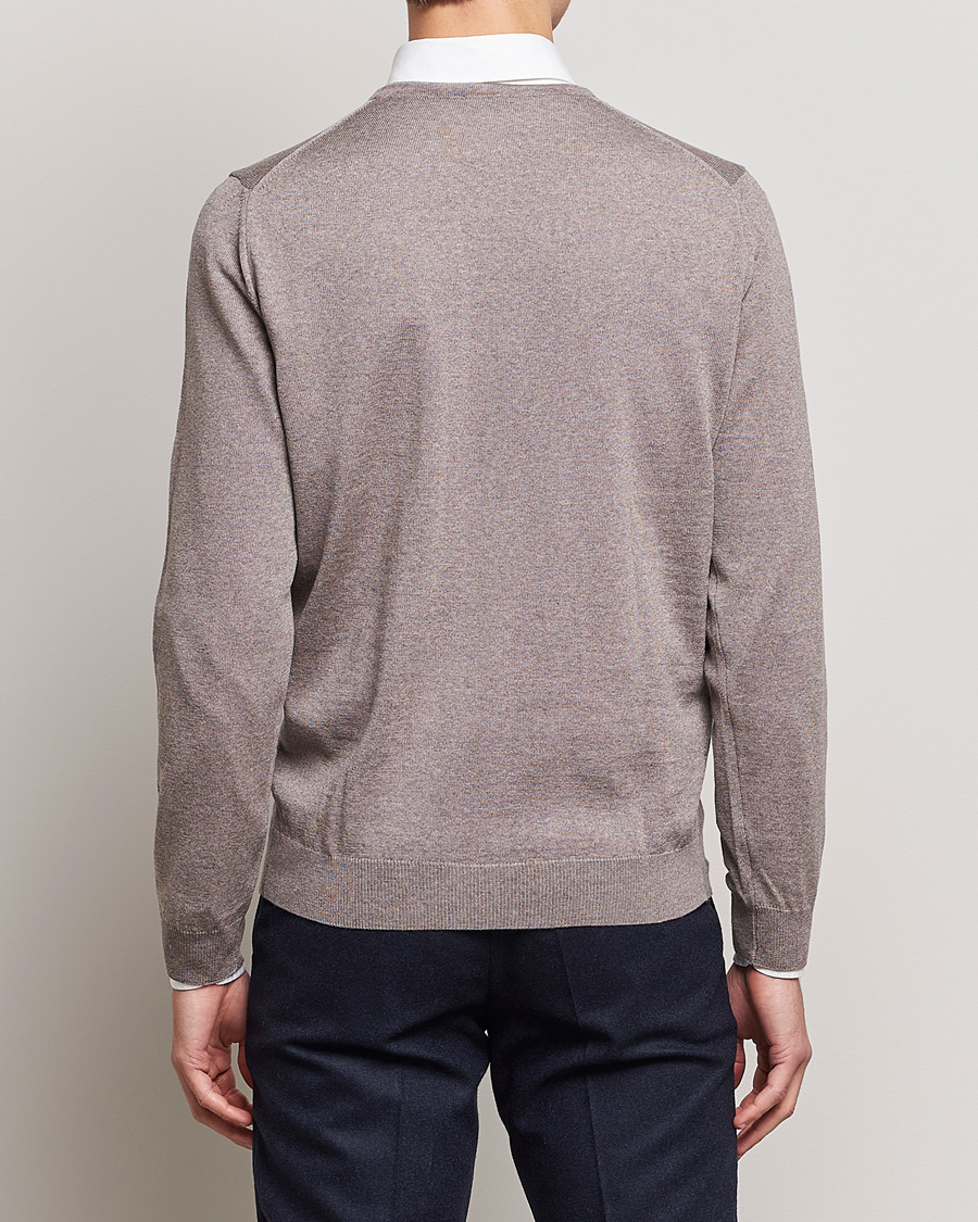 Uomini | Maglieria | Stenströms | Merino Crew Neck Mud Brown