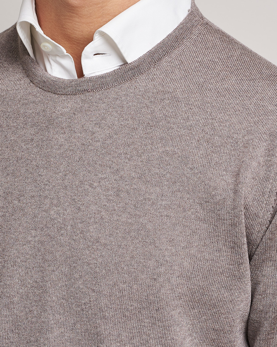 Uomini | Maglieria | Stenströms | Merino Crew Neck Mud Brown