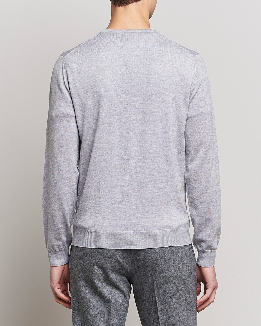 Uomini | Maglieria | Stenströms | Merino Crew Neck Light Grey