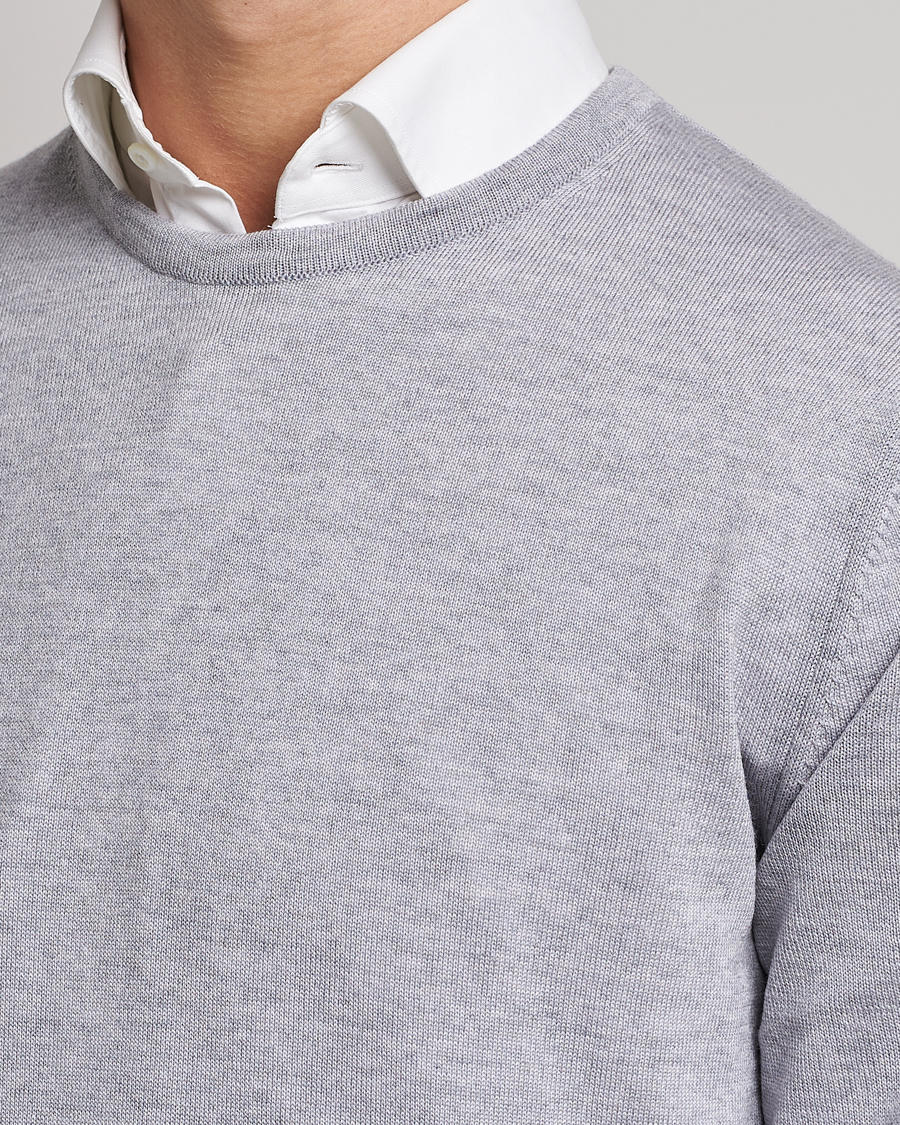 Uomini | Maglieria | Stenströms | Merino Crew Neck Light Grey