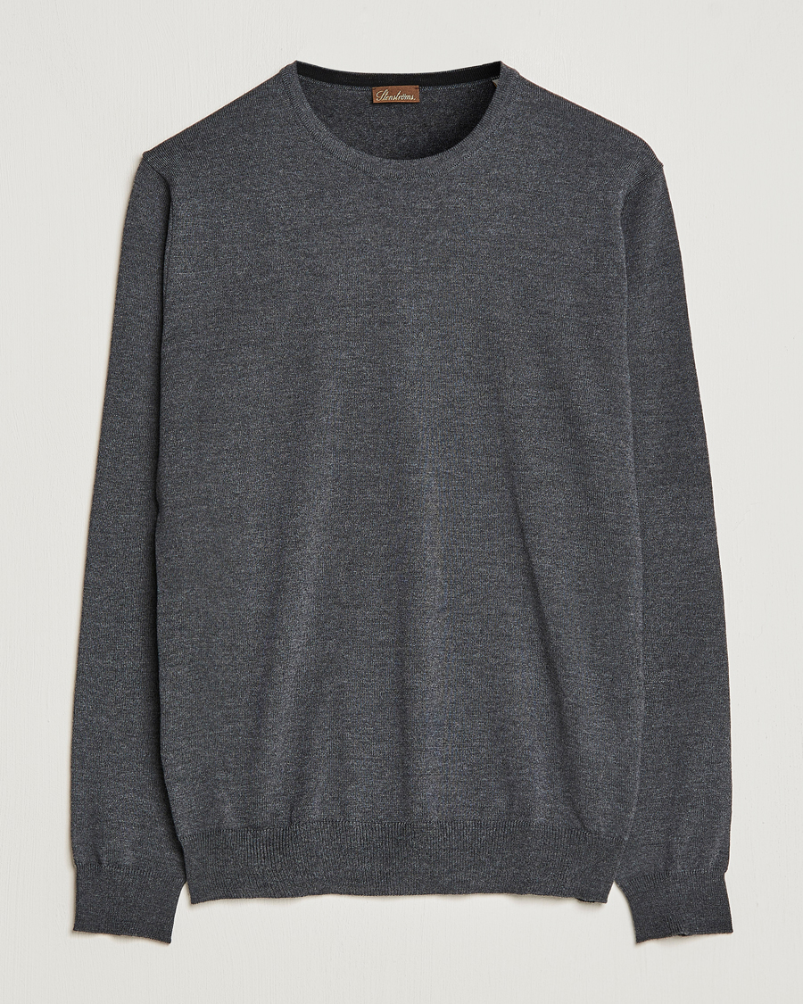 Uomini | Maglieria | Stenströms | Merino Crew Neck Anthracite