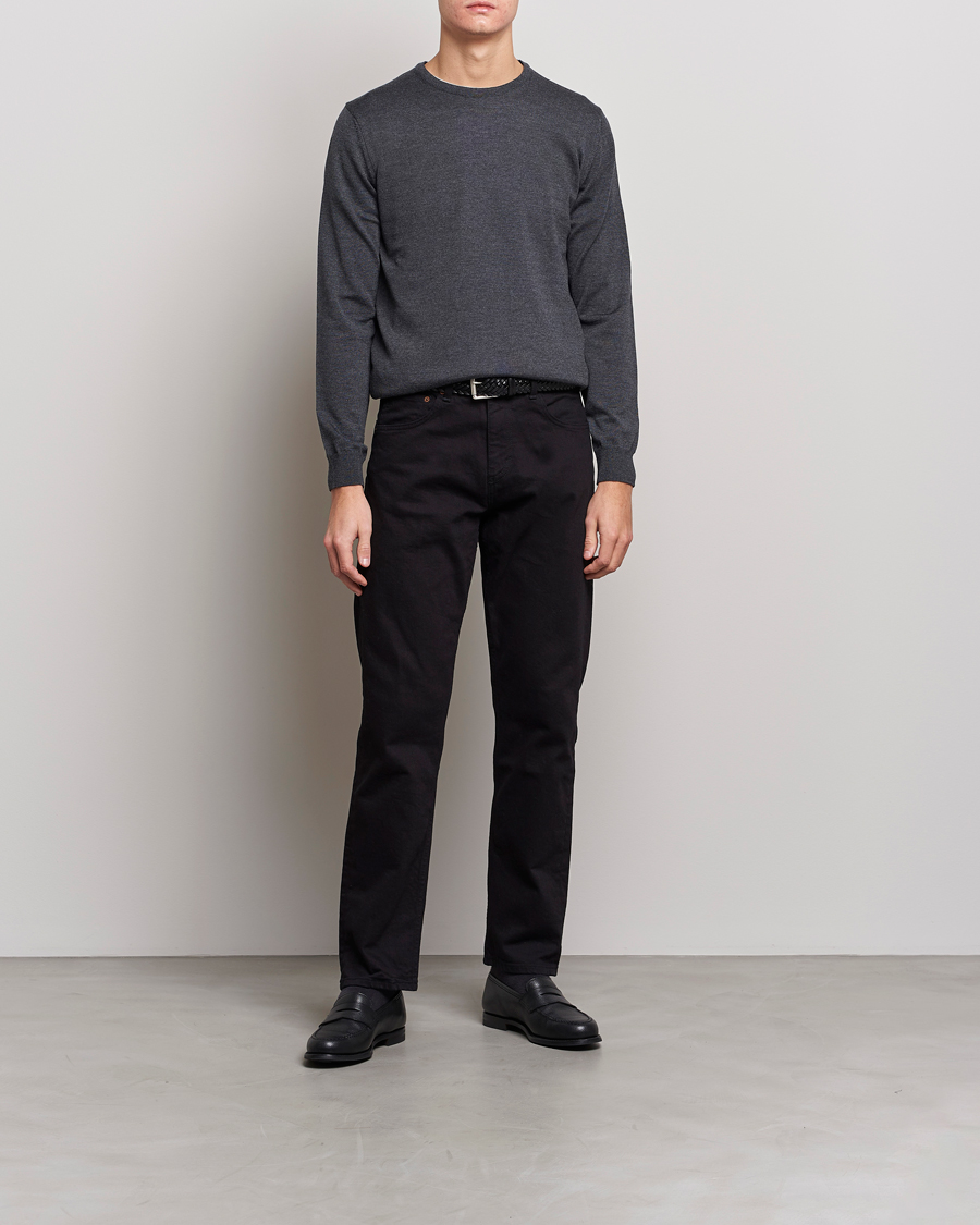 Uomini | Maglieria | Stenströms | Merino Crew Neck Anthracite