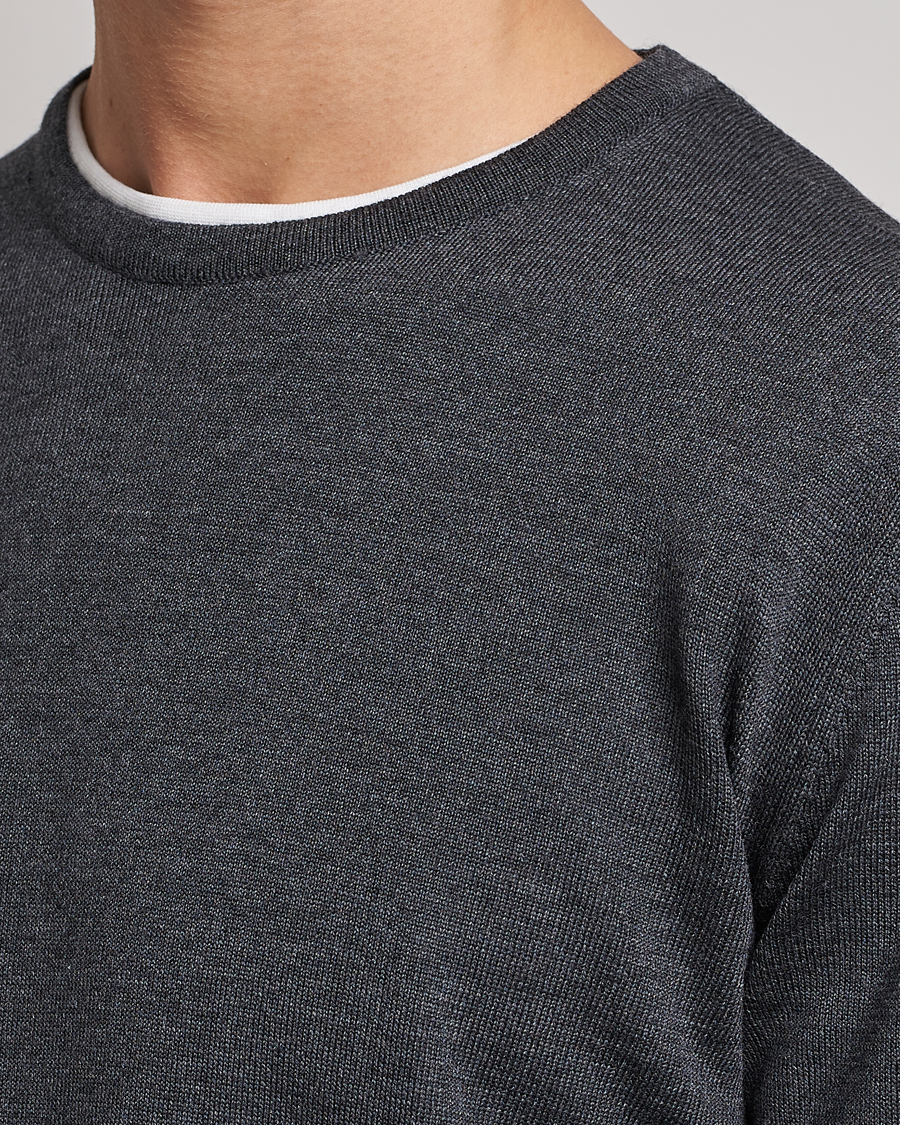 Uomini | Maglieria | Stenströms | Merino Crew Neck Anthracite