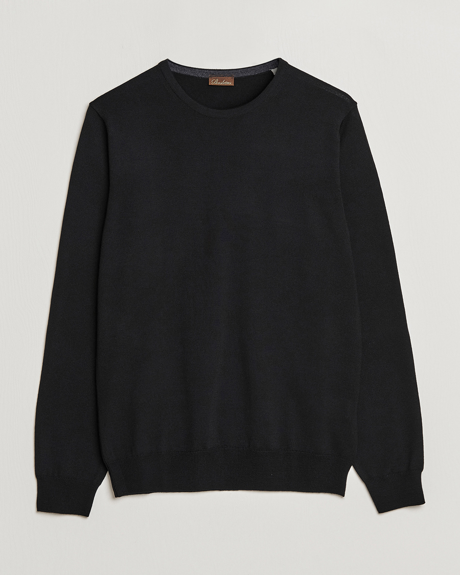 Uomini | Maglieria | Stenströms | Merino Crew Neck Black