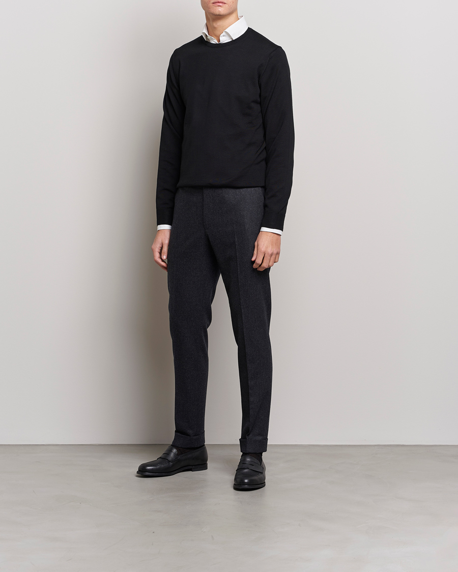 Uomini | Maglieria | Stenströms | Merino Crew Neck Black