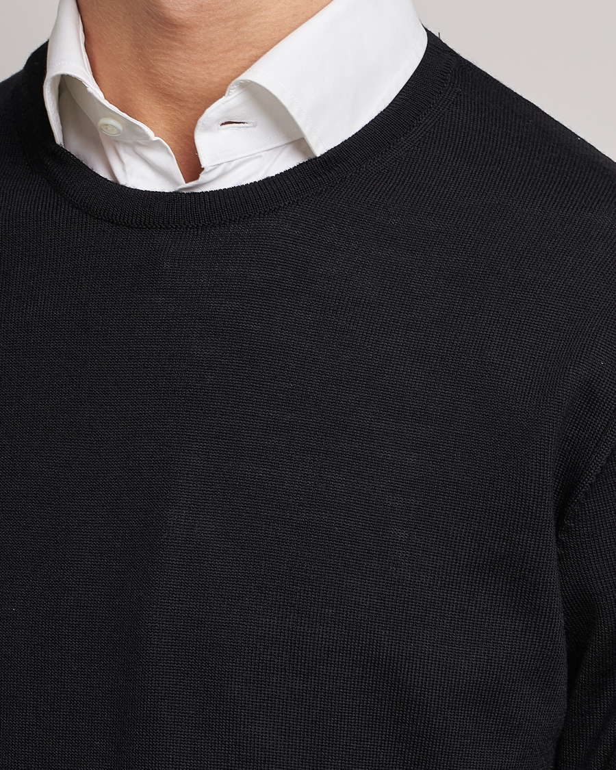 Uomini | Maglieria | Stenströms | Merino Crew Neck Black
