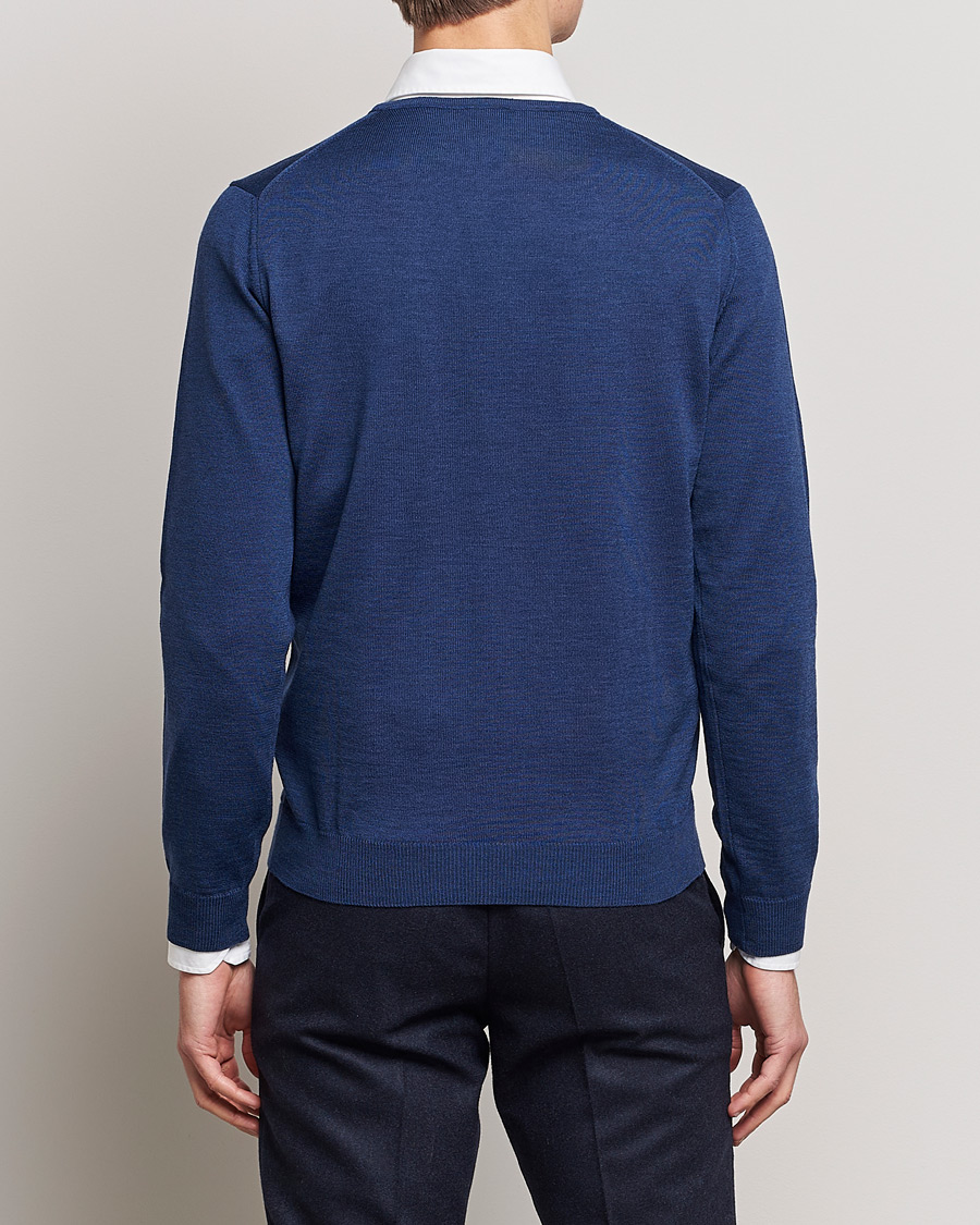 Uomini | Maglieria | Stenströms | Merino V-Neck Blue