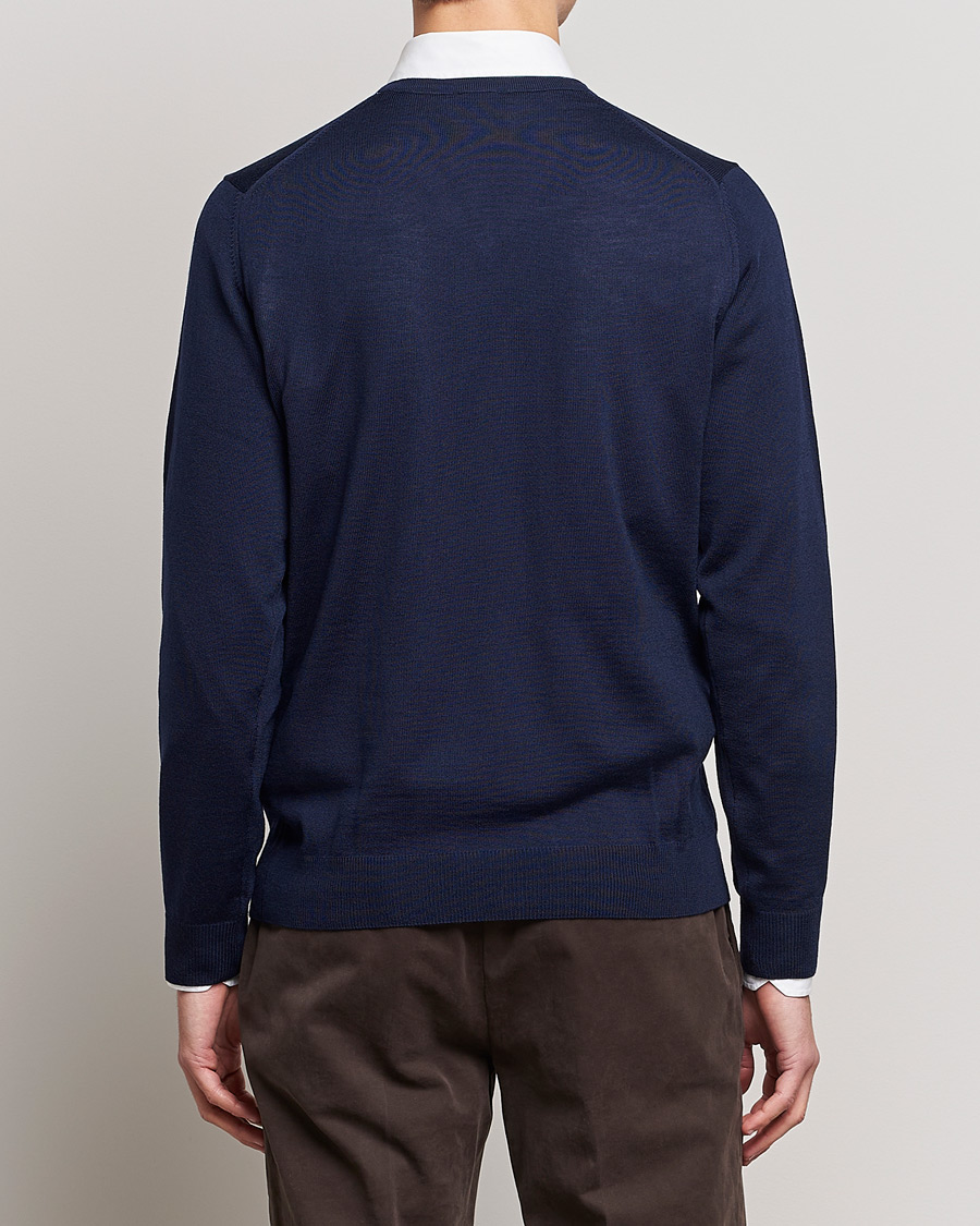 Uomini | Maglieria | Stenströms | Merino V-Neck Navy