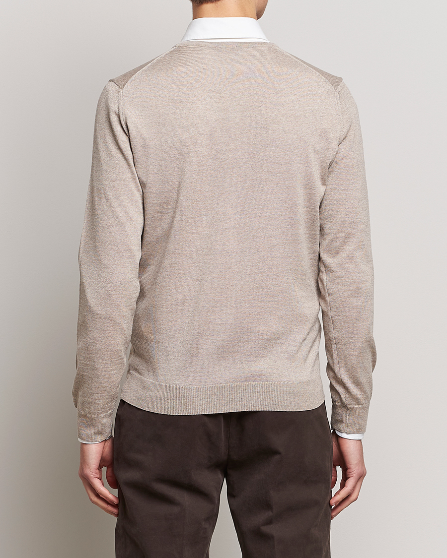 Uomini | Maglieria | Stenströms | Merino V-Neck Sand