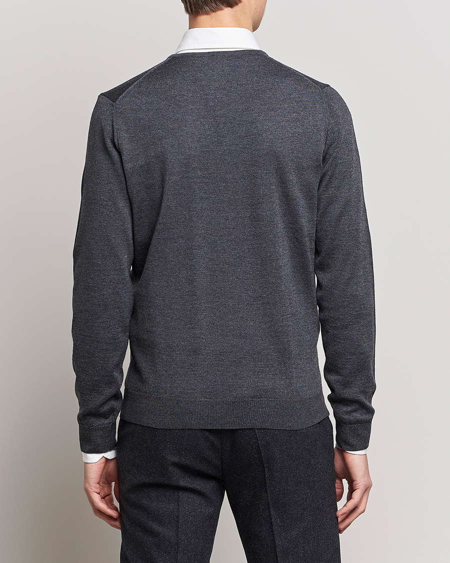 Uomini | Maglieria | Stenströms | Merino V-Neck Anthracite