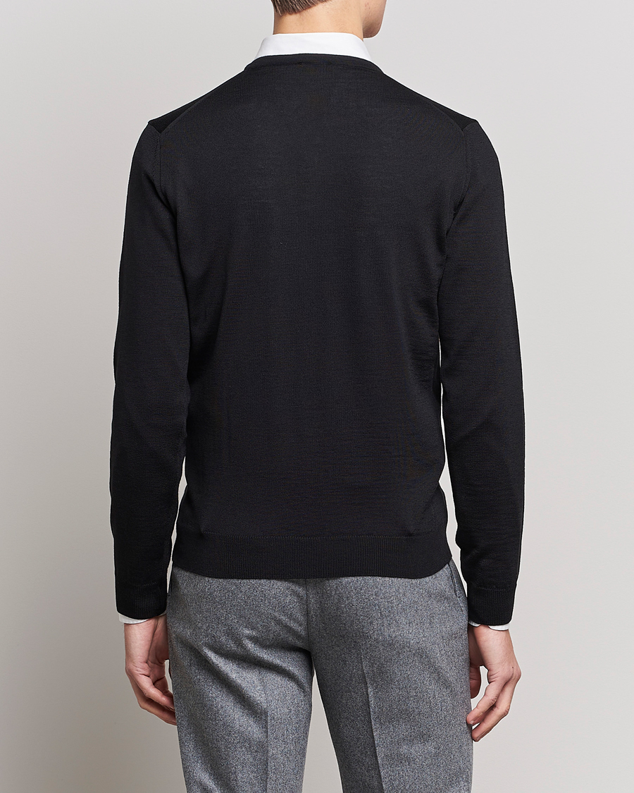 Uomini | Maglieria | Stenströms | Merino V-Neck Black