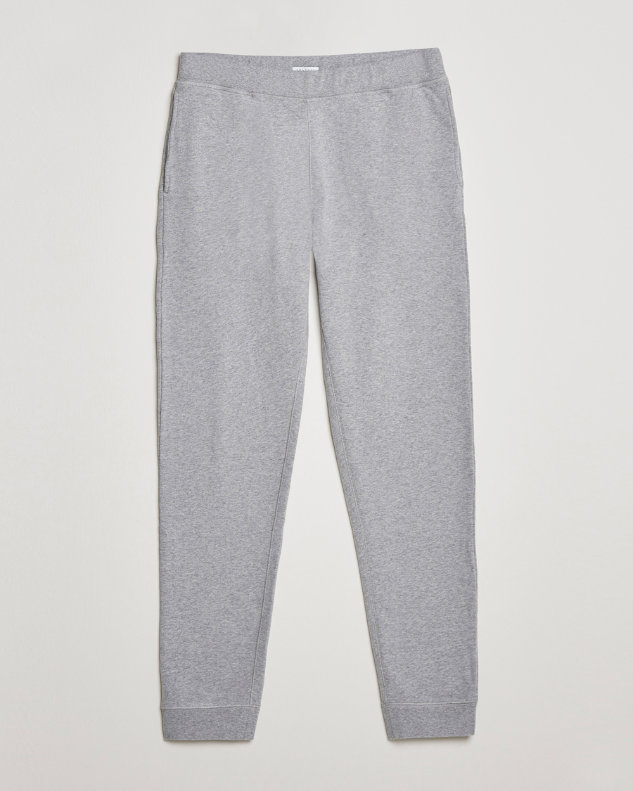 Uomini | Pantaloni | Sunspel | Cotton Loopback Track Pants Grey Melange