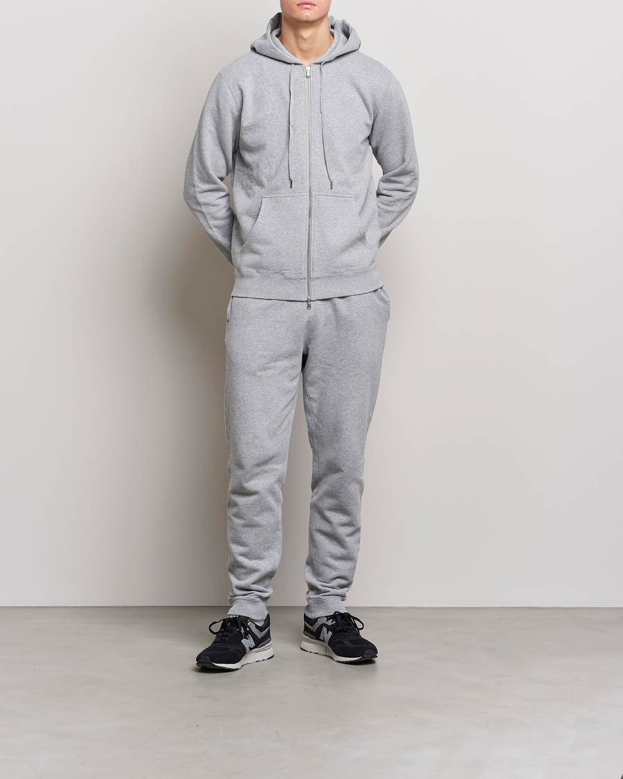 Uomini | Pantaloni | Sunspel | Cotton Loopback Track Pants Grey Melange