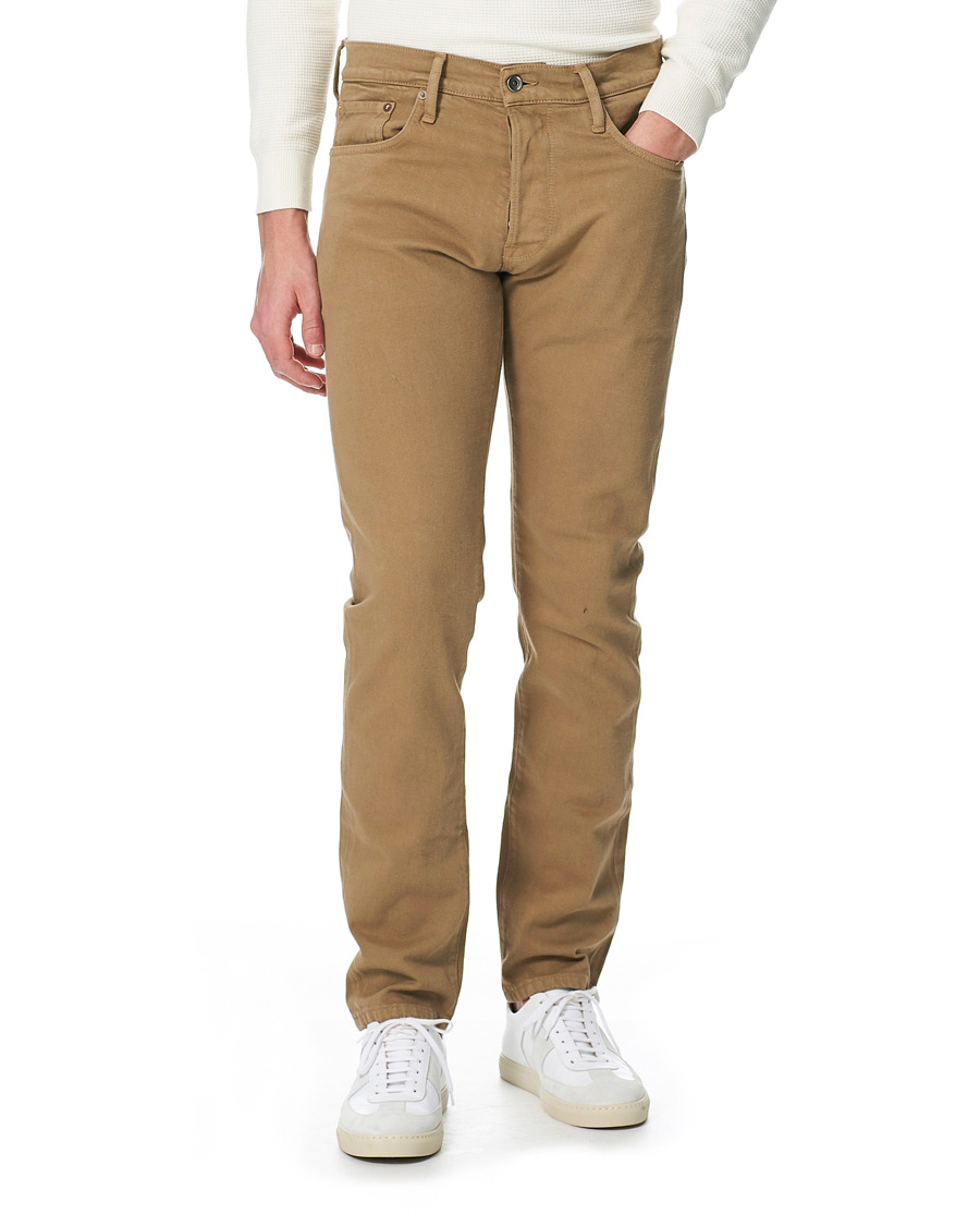 Uomini | Jeans | C.O.F. Studio | M7 Tapered Organic Cotton Stretch Jeans Khaki Beige