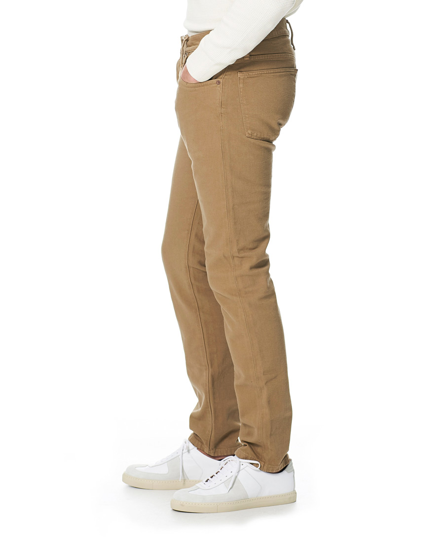 Uomini | Jeans | C.O.F. Studio | M7 Tapered Organic Cotton Stretch Jeans Khaki Beige