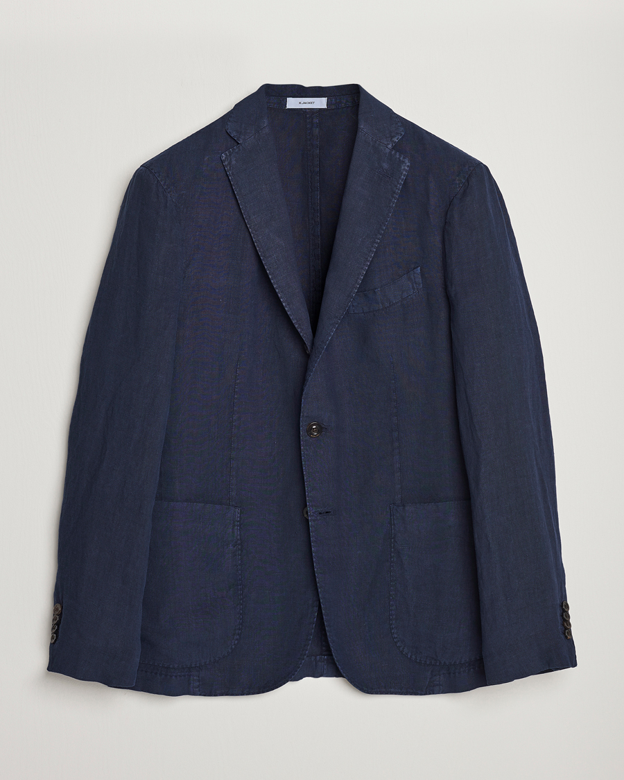 Uomini | Blazers | Boglioli | K Jacket Linen Blazer Navy