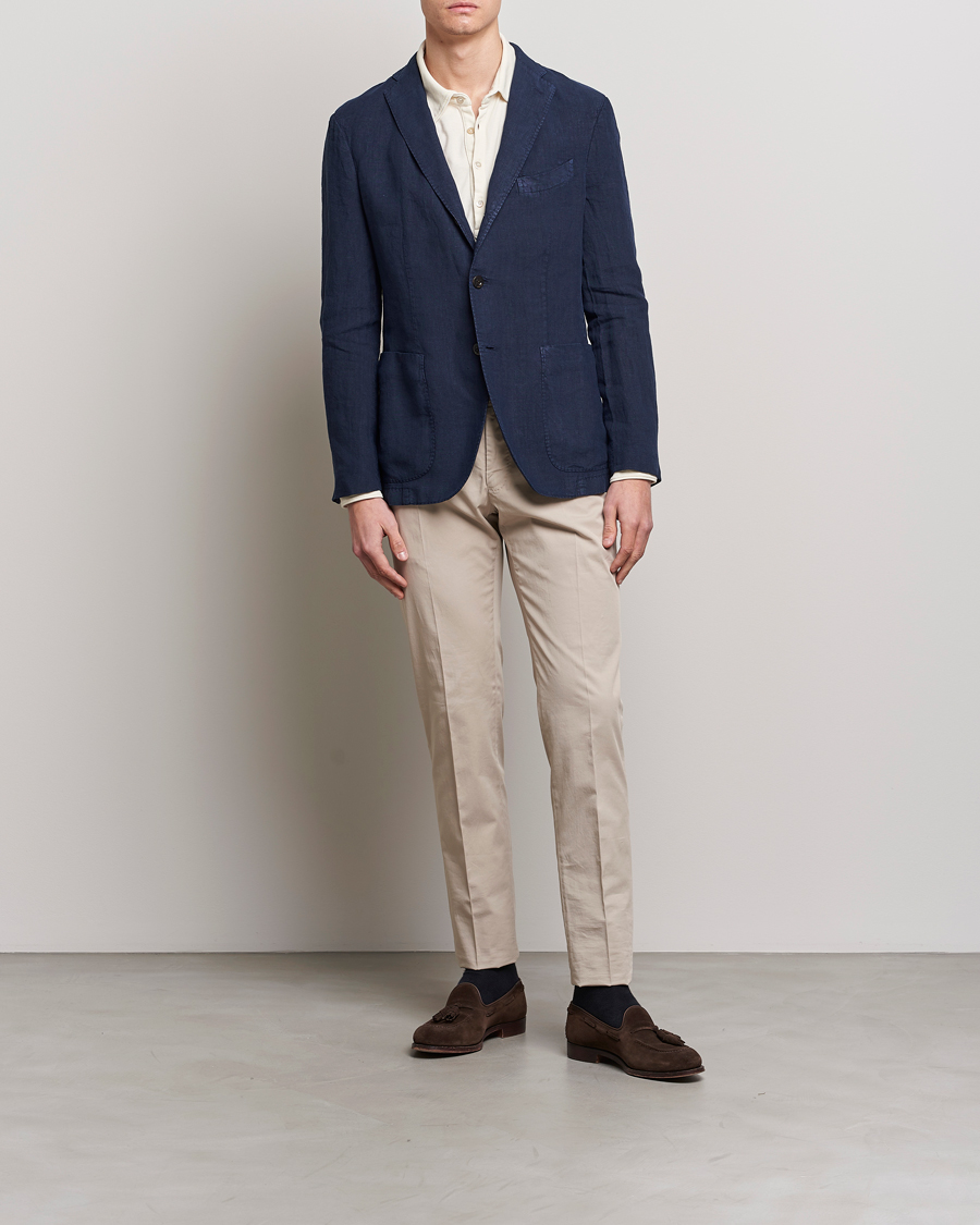 Uomini | Blazers | Boglioli | K Jacket Linen Blazer Navy