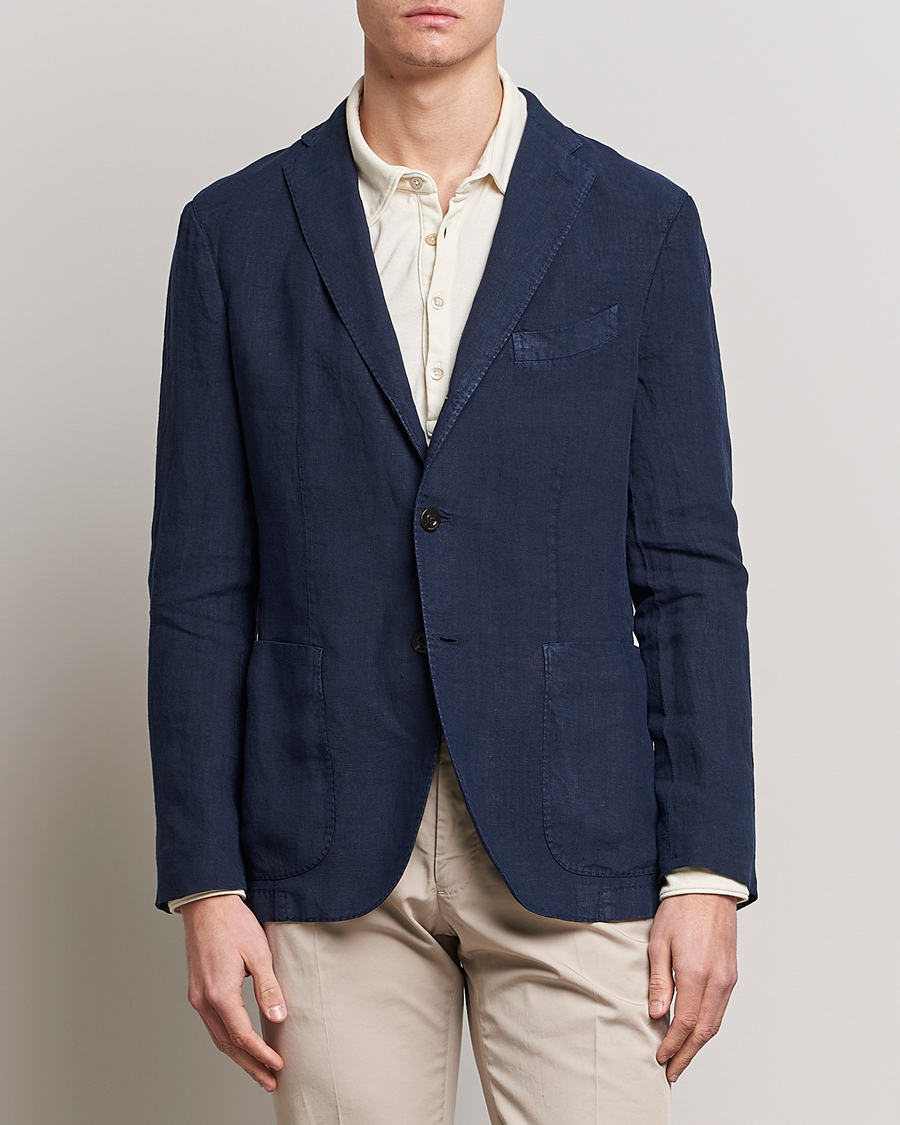 Uomini | Blazers | Boglioli | K Jacket Linen Blazer Navy