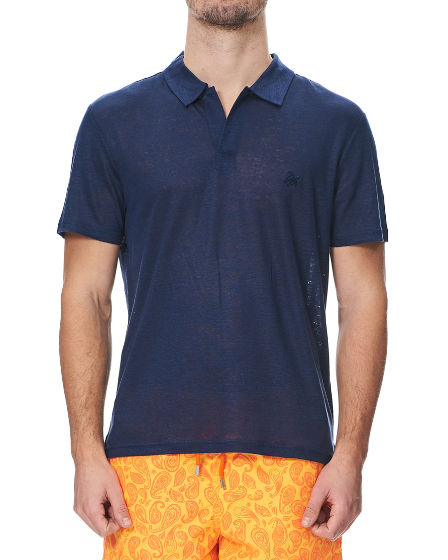 Uomini | Polo | Vilebrequin | Pyramid Linen Jersey Polo Navy