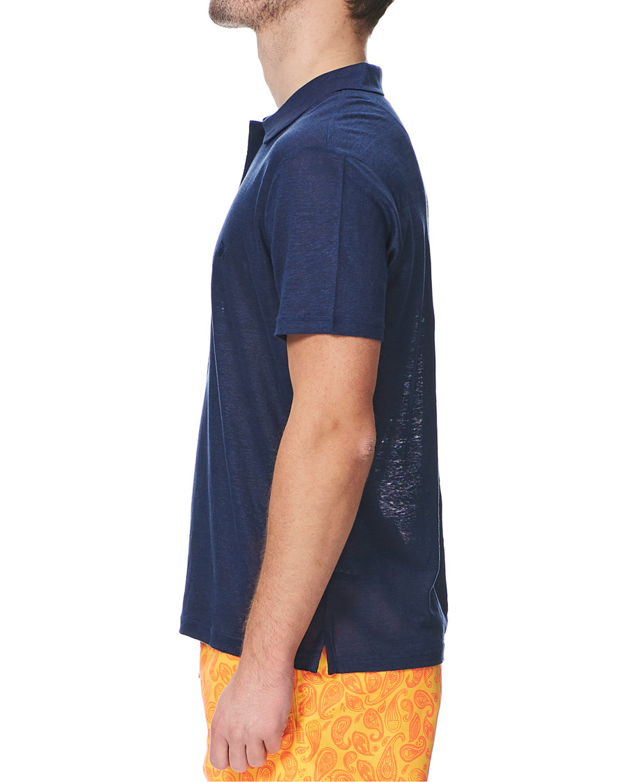 Uomini | Polo | Vilebrequin | Pyramid Linen Jersey Polo Navy
