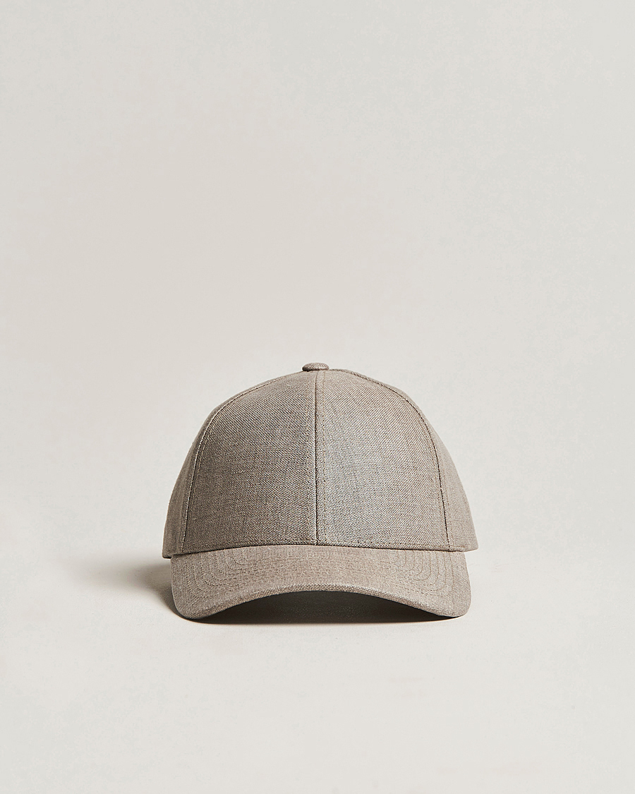 Uomini | Cappelli & Berretti | Varsity Headwear | Linen Baseball Cap Argent Khaki