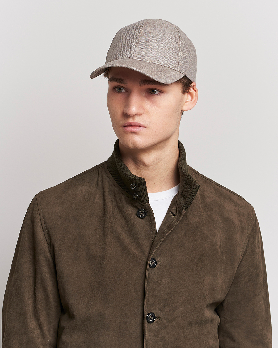 Uomini | Cappelli & Berretti | Varsity Headwear | Linen Baseball Cap Argent Khaki