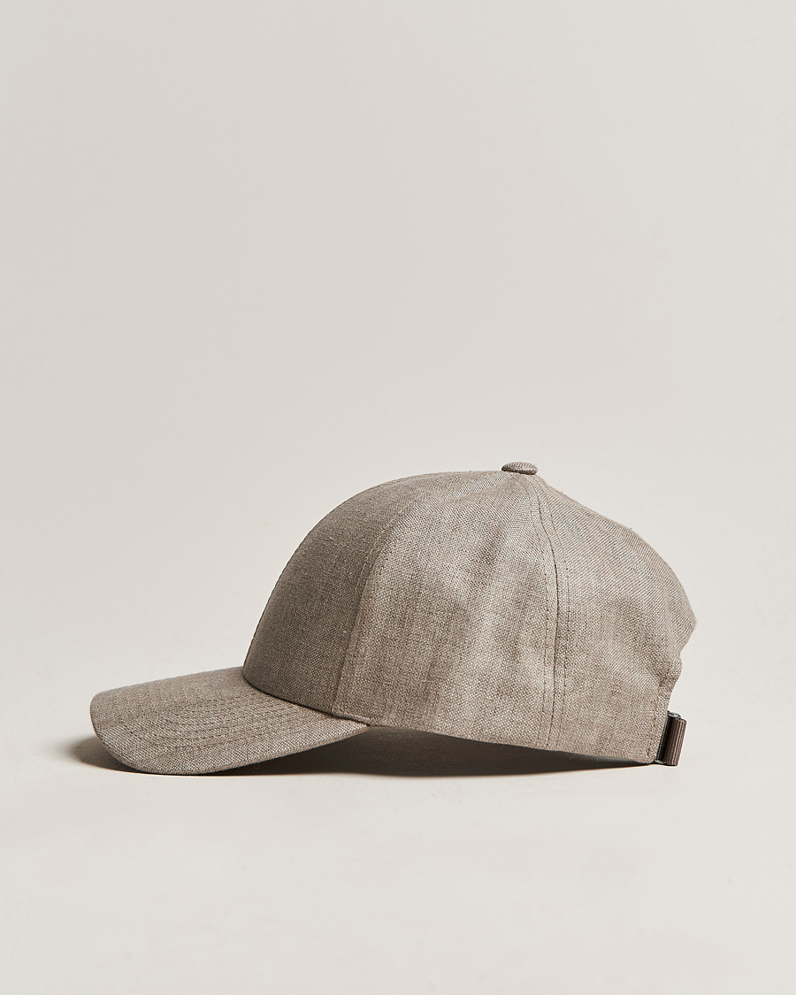 Uomini | Cappelli & Berretti | Varsity Headwear | Linen Baseball Cap Argent Khaki
