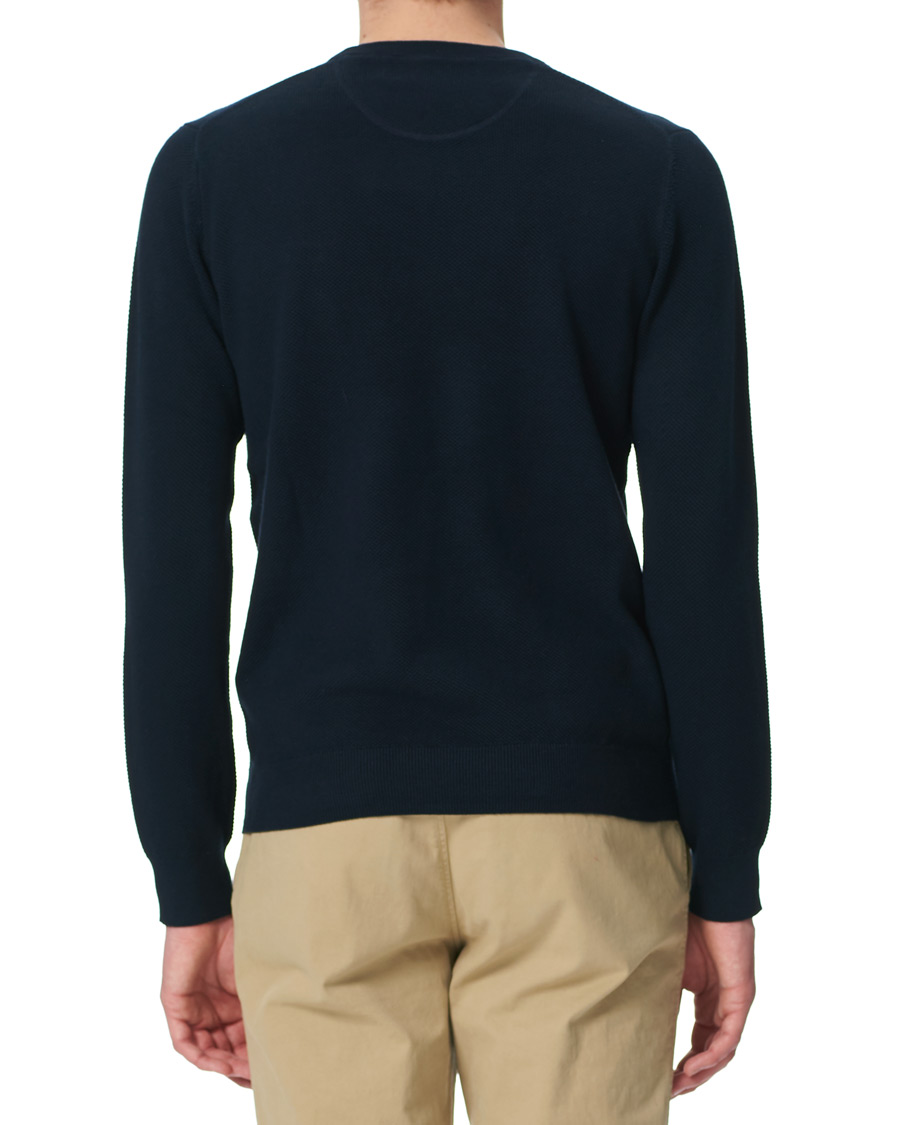 Uomini | Maglieria | GANT | Cotton Pique Crew Neck Eavning Blue