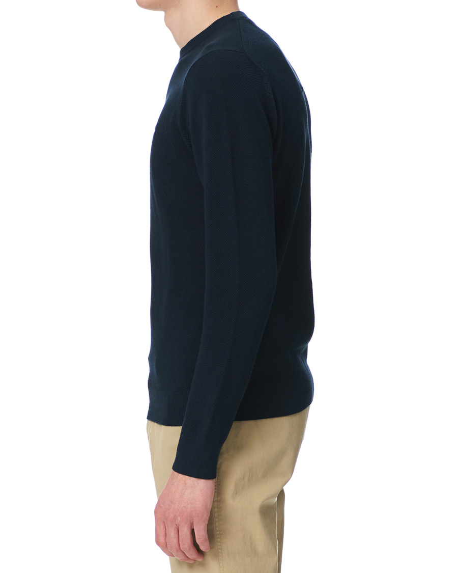 Uomini | Maglieria | GANT | Cotton Pique Crew Neck Eavning Blue