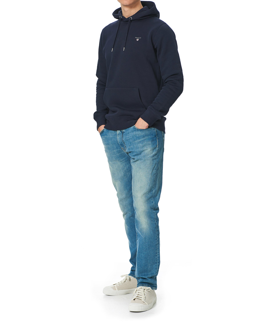 Uomini | Maglieria | Gant | Original Shield Logo Hoodie Evening Blue
