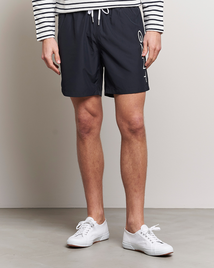 Uomini | Costumi da bagno | GANT | Lightweight Logo Swimshorts Black
