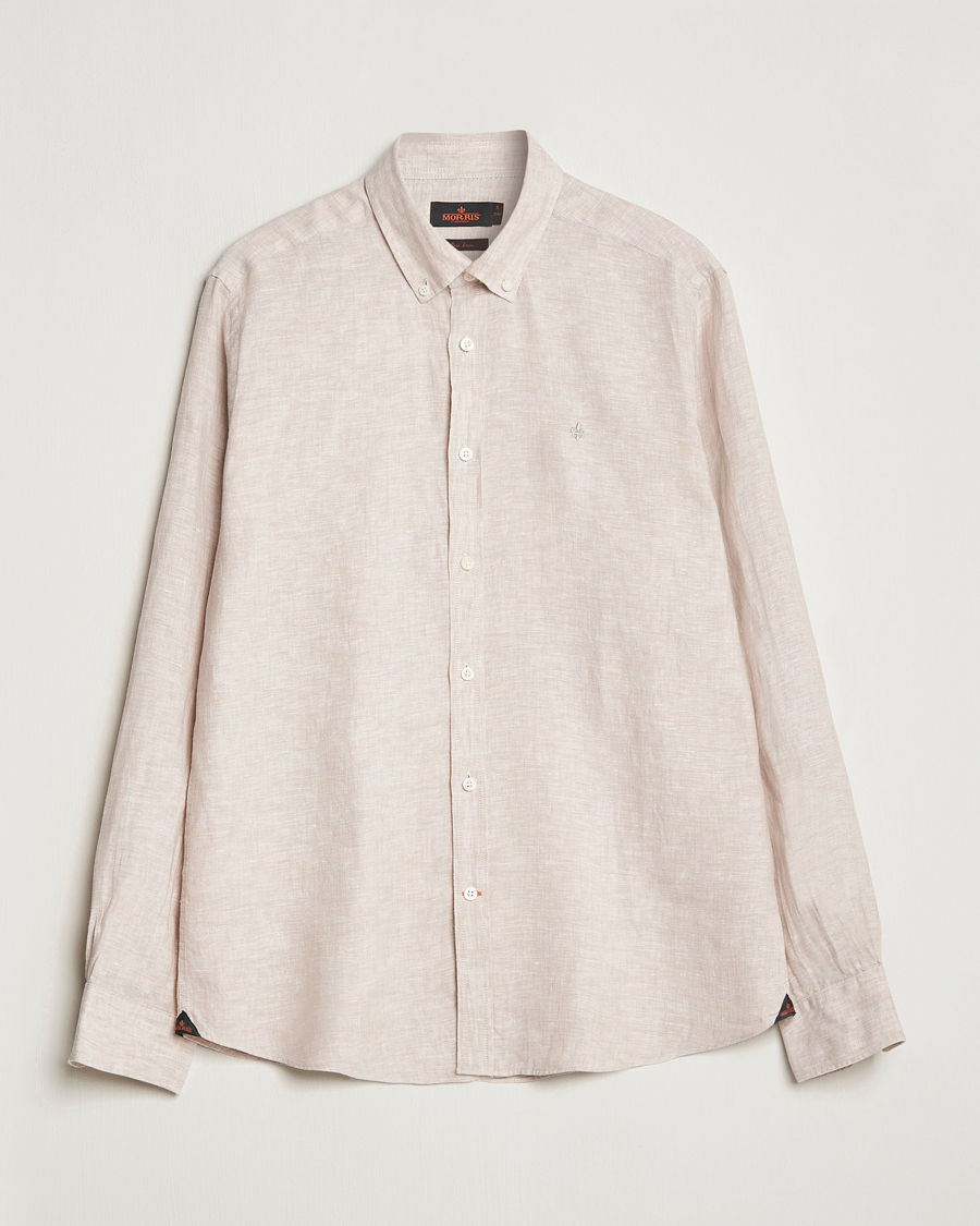 Uomini | Camicie | Morris | Douglas Linen Button Down Shirt Khaki