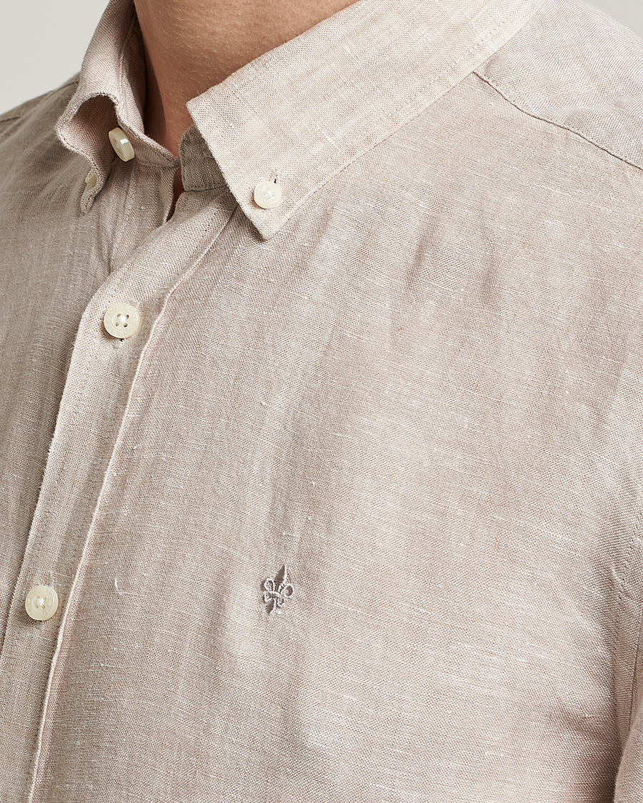 Uomini | Camicie | Morris | Douglas Linen Button Down Shirt Khaki