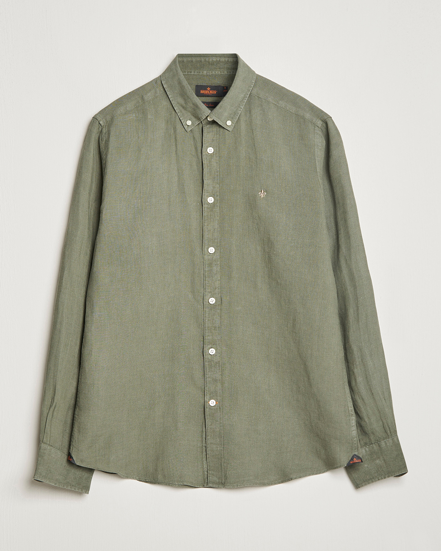 Uomini | Camicie | Morris | Douglas Linen Button Down Shirt Olive