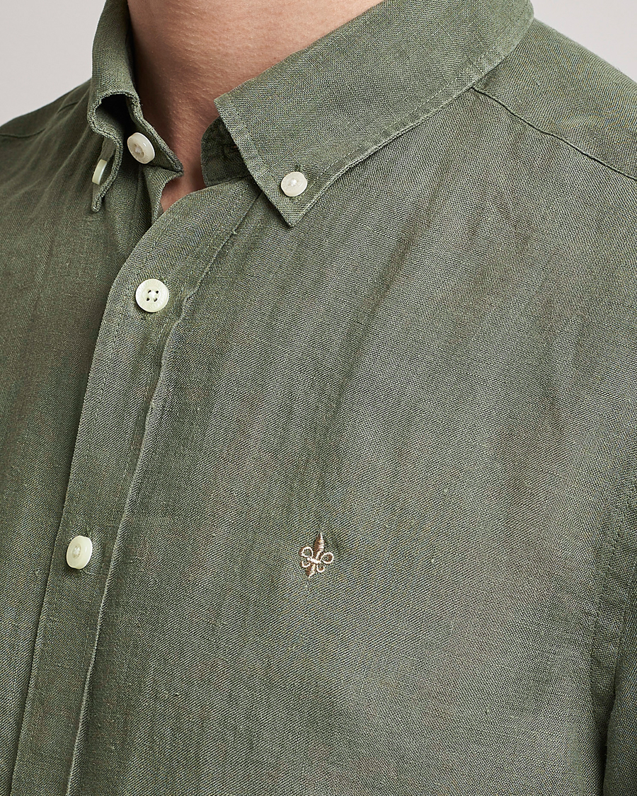Uomini | Camicie | Morris | Douglas Linen Button Down Shirt Olive
