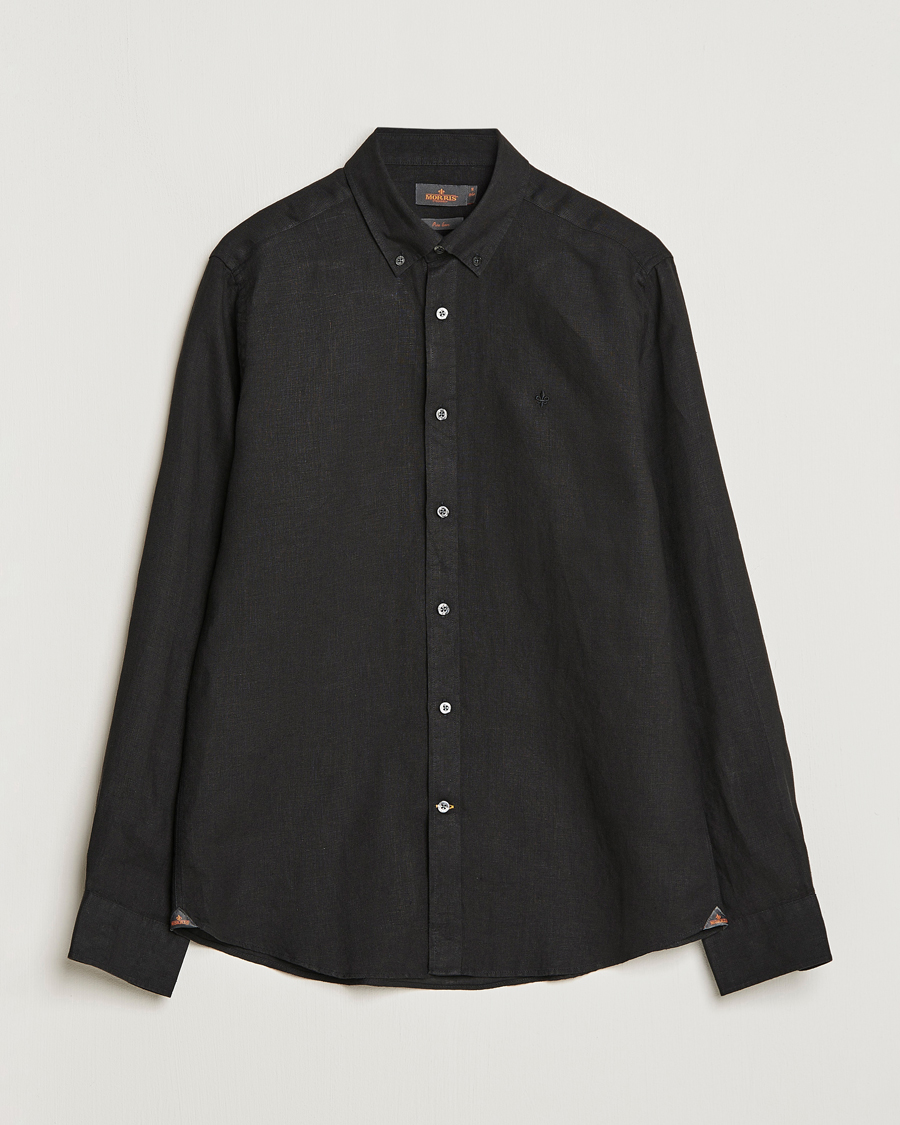 Uomini | Camicie | Morris | Douglas Linen Button Down Shirt Black