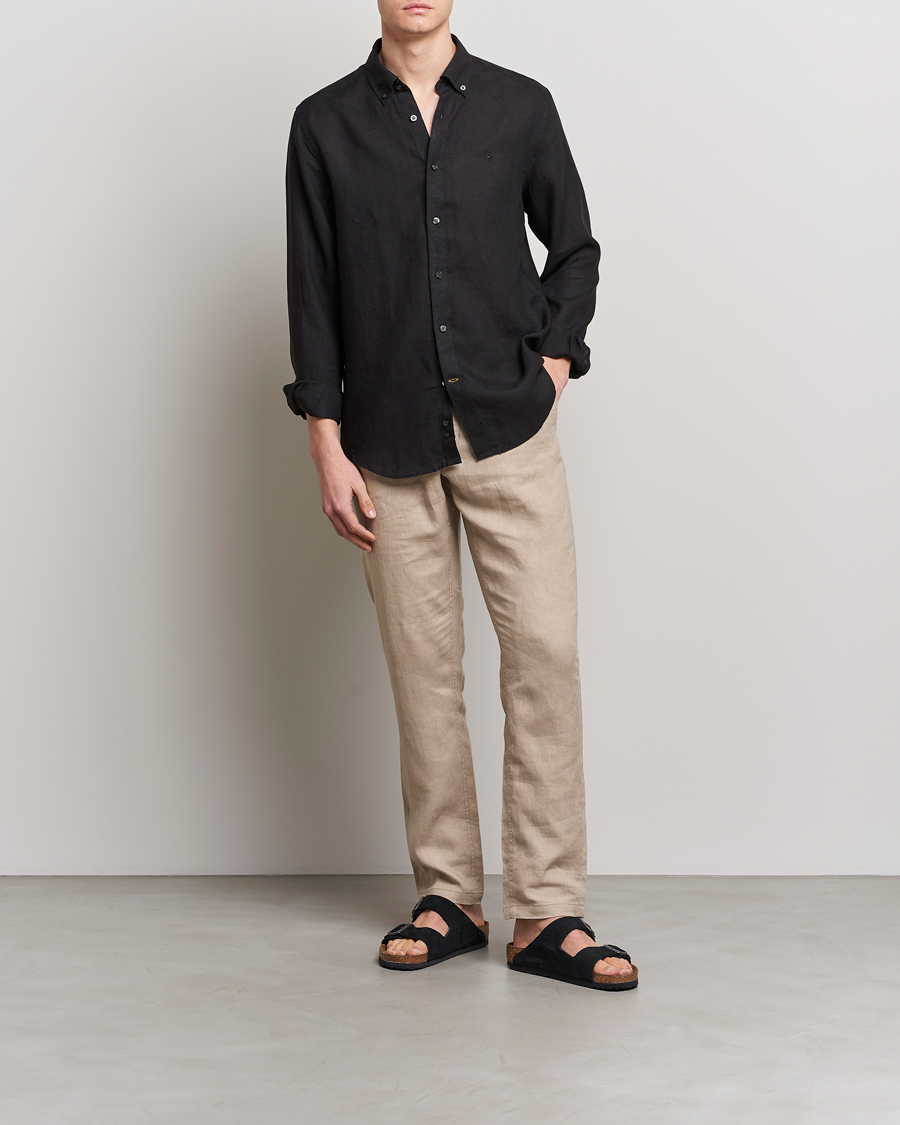 Uomini | Camicie | Morris | Douglas Linen Button Down Shirt Black