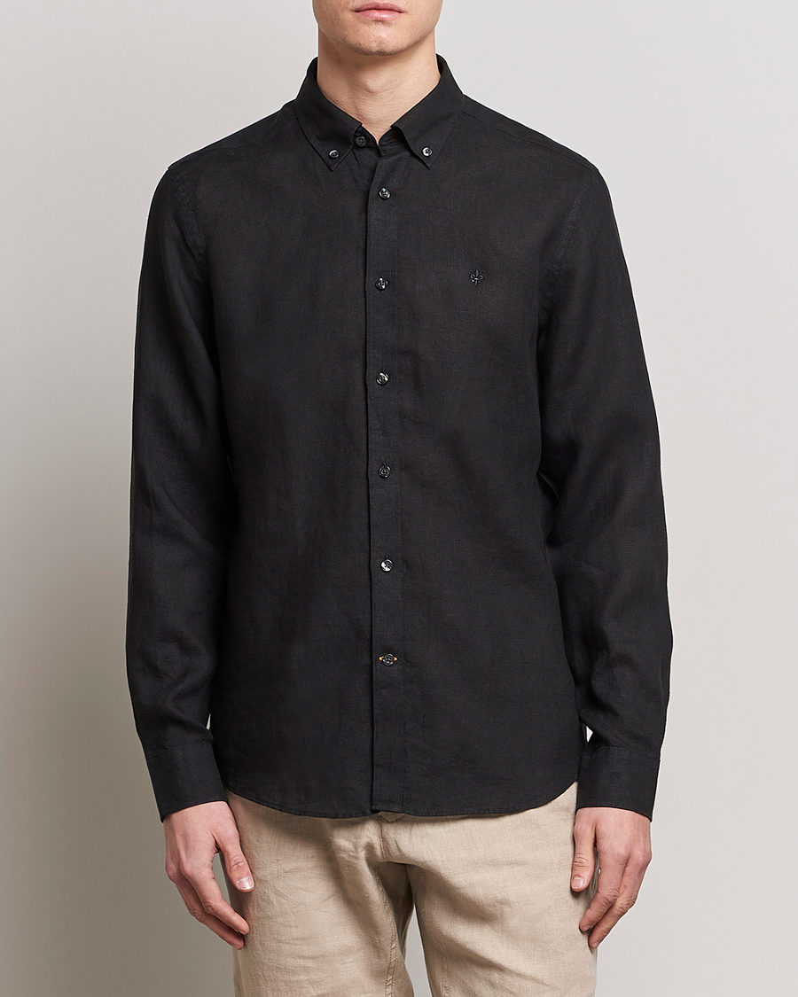 Uomini | Camicie | Morris | Douglas Linen Button Down Shirt Black