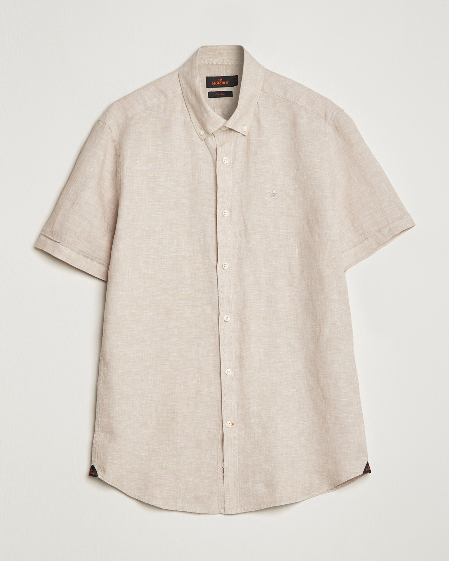 Uomini | Camicie | Morris | Douglas Short Sleeve Linen Shirt Khaki XL