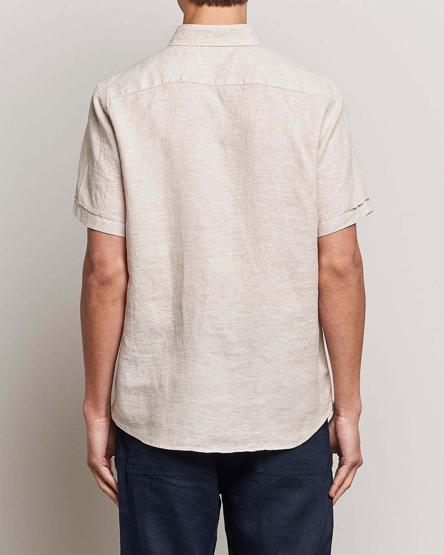Uomini | Camicie | Morris | Douglas Short Sleeve Linen Shirt Khaki XL