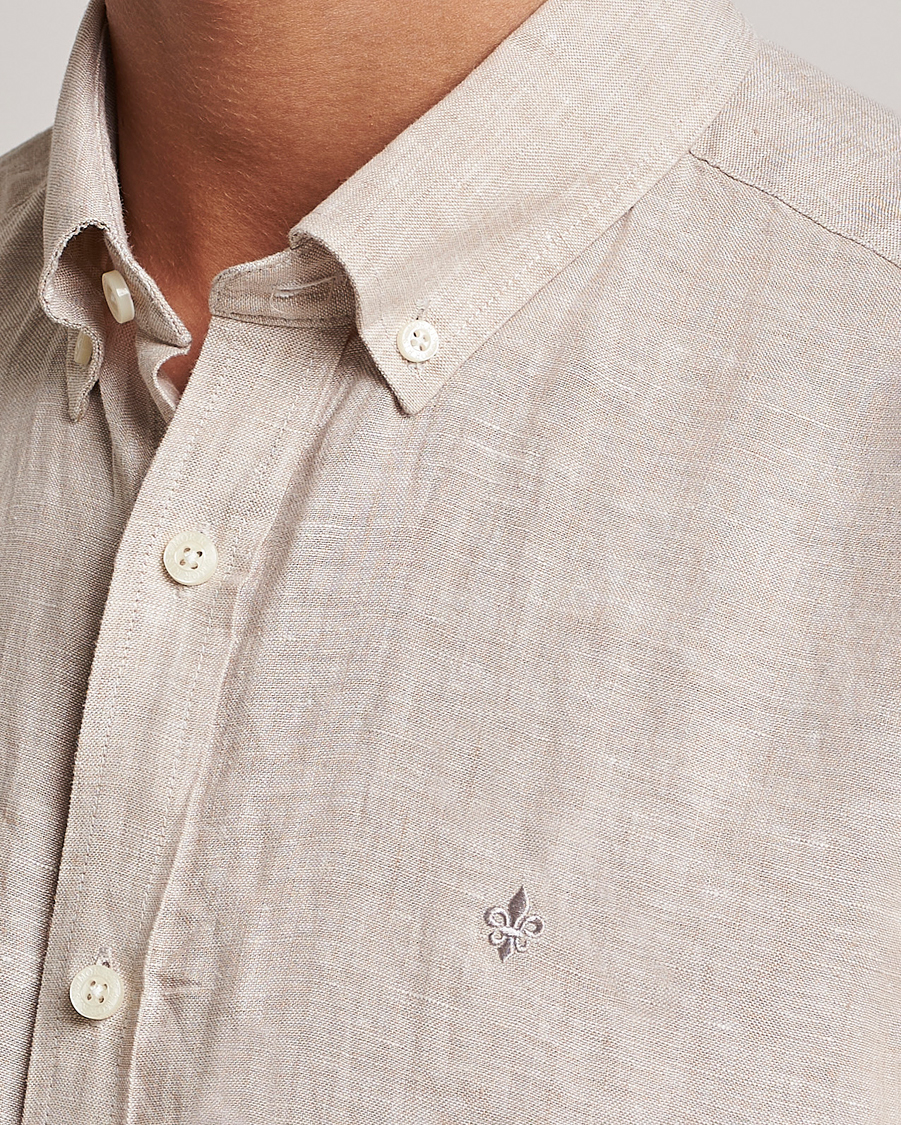 Uomini | Camicie | Morris | Douglas Short Sleeve Linen Shirt Khaki XL