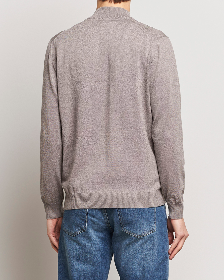 Uomini | Maglieria | Stenströms | Merino Wool Full Zip Mud Brown