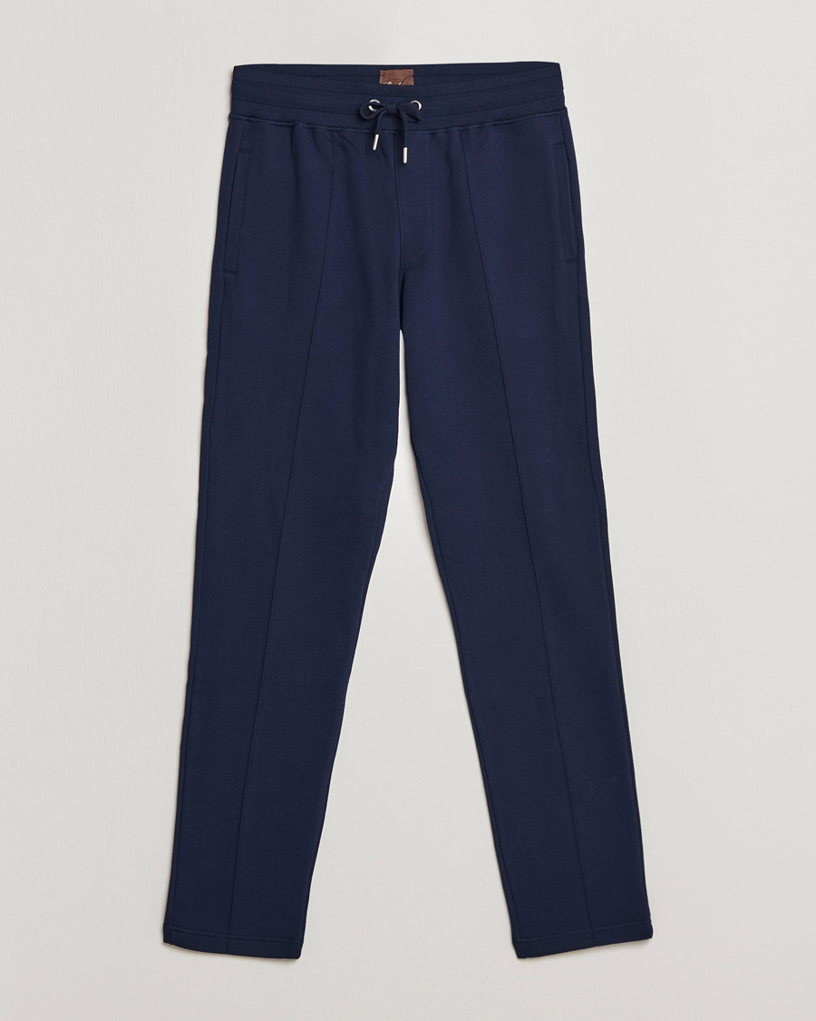Uomini | Pantaloni | Stenströms | Cotton Jersey Pants Navy