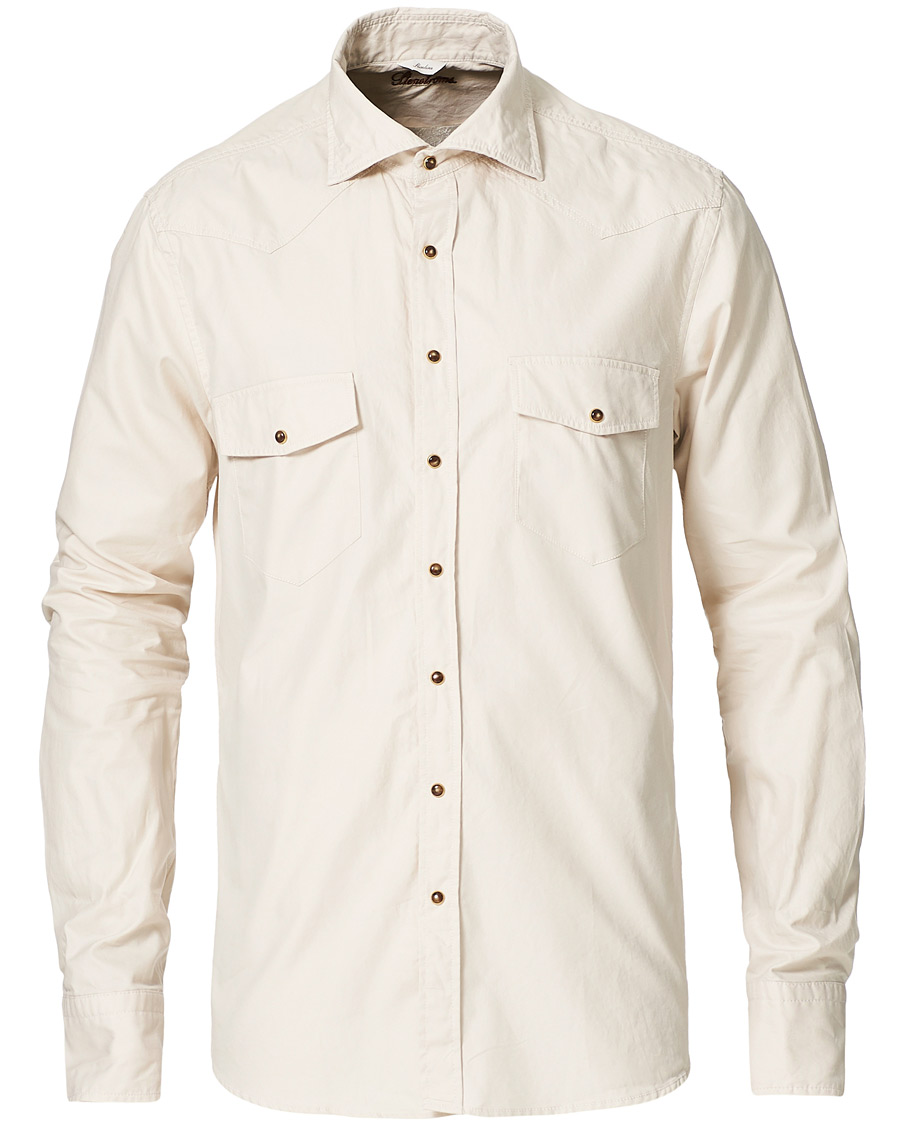 Uomini | Camicie | Stenströms | Slimline Twill Western Shirt Beige