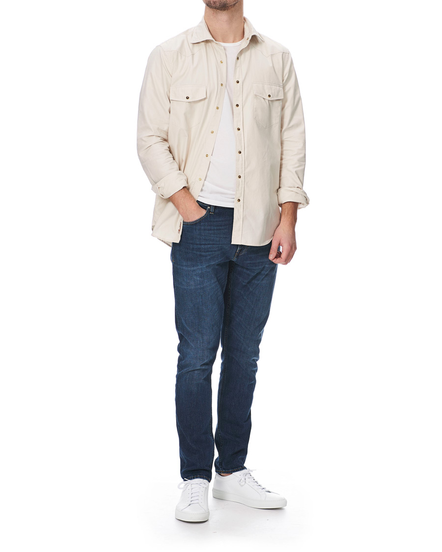 Uomini | Camicie | Stenströms | Slimline Twill Western Shirt Beige
