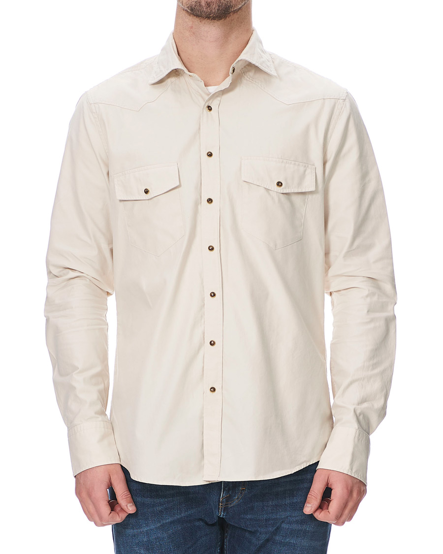 Uomini | Camicie | Stenströms | Slimline Twill Western Shirt Beige