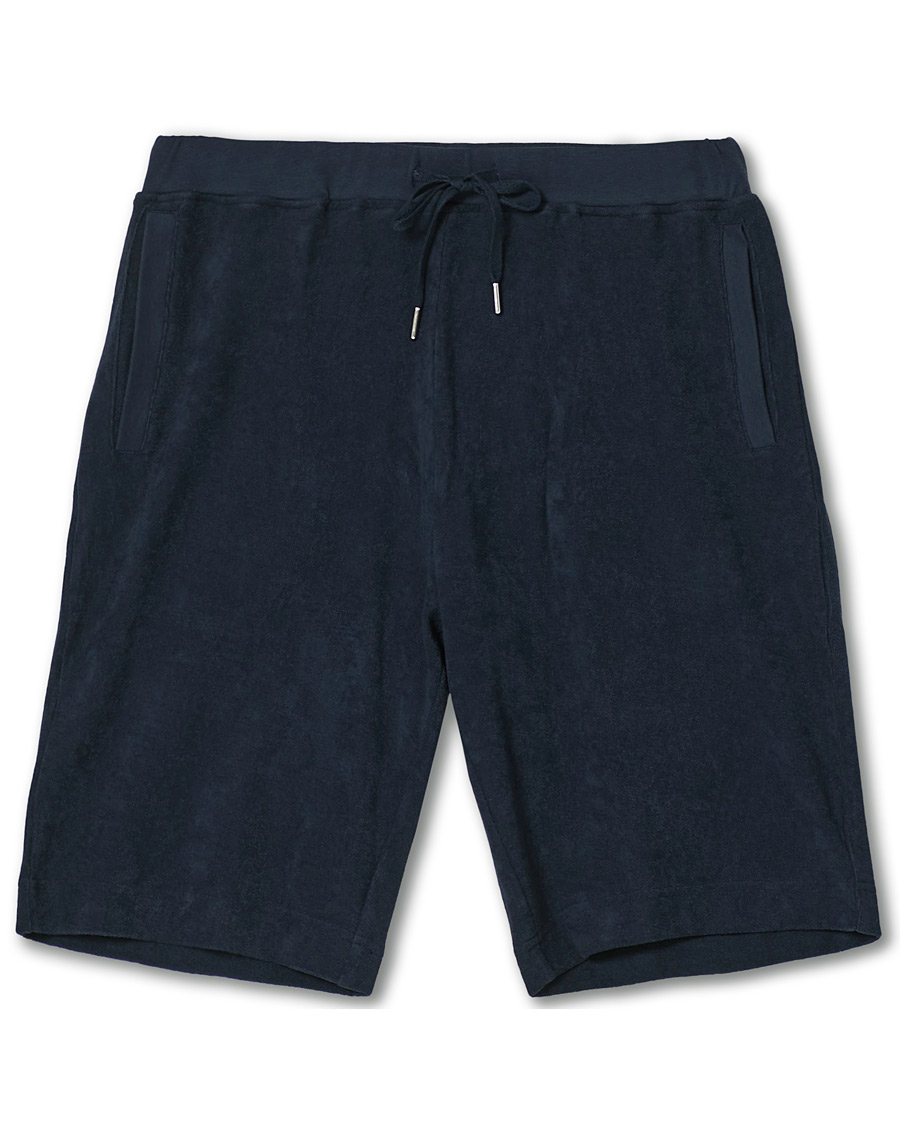 Uomini | Pantaloncini | Sunspel | Organic Cotton Towelling Shorts Navy