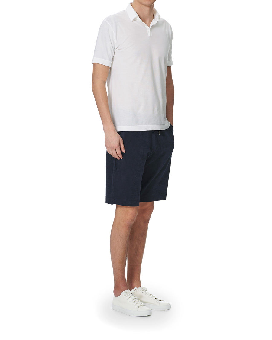 Uomini | Pantaloncini | Sunspel | Organic Cotton Towelling Shorts Navy
