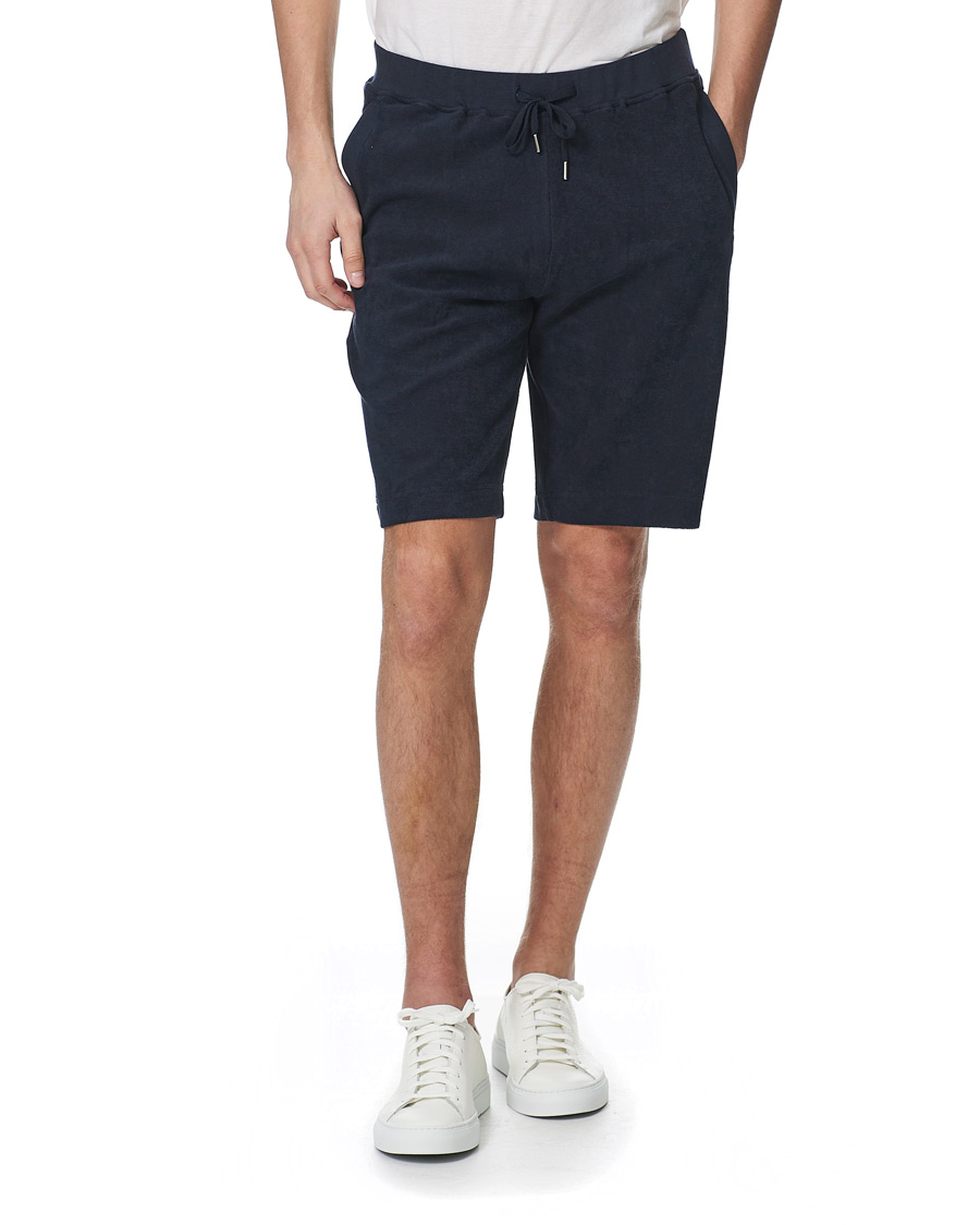 Uomini | Pantaloncini | Sunspel | Organic Cotton Towelling Shorts Navy