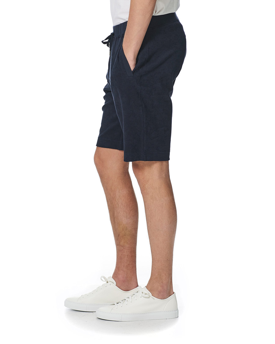 Uomini | Pantaloncini | Sunspel | Organic Cotton Towelling Shorts Navy